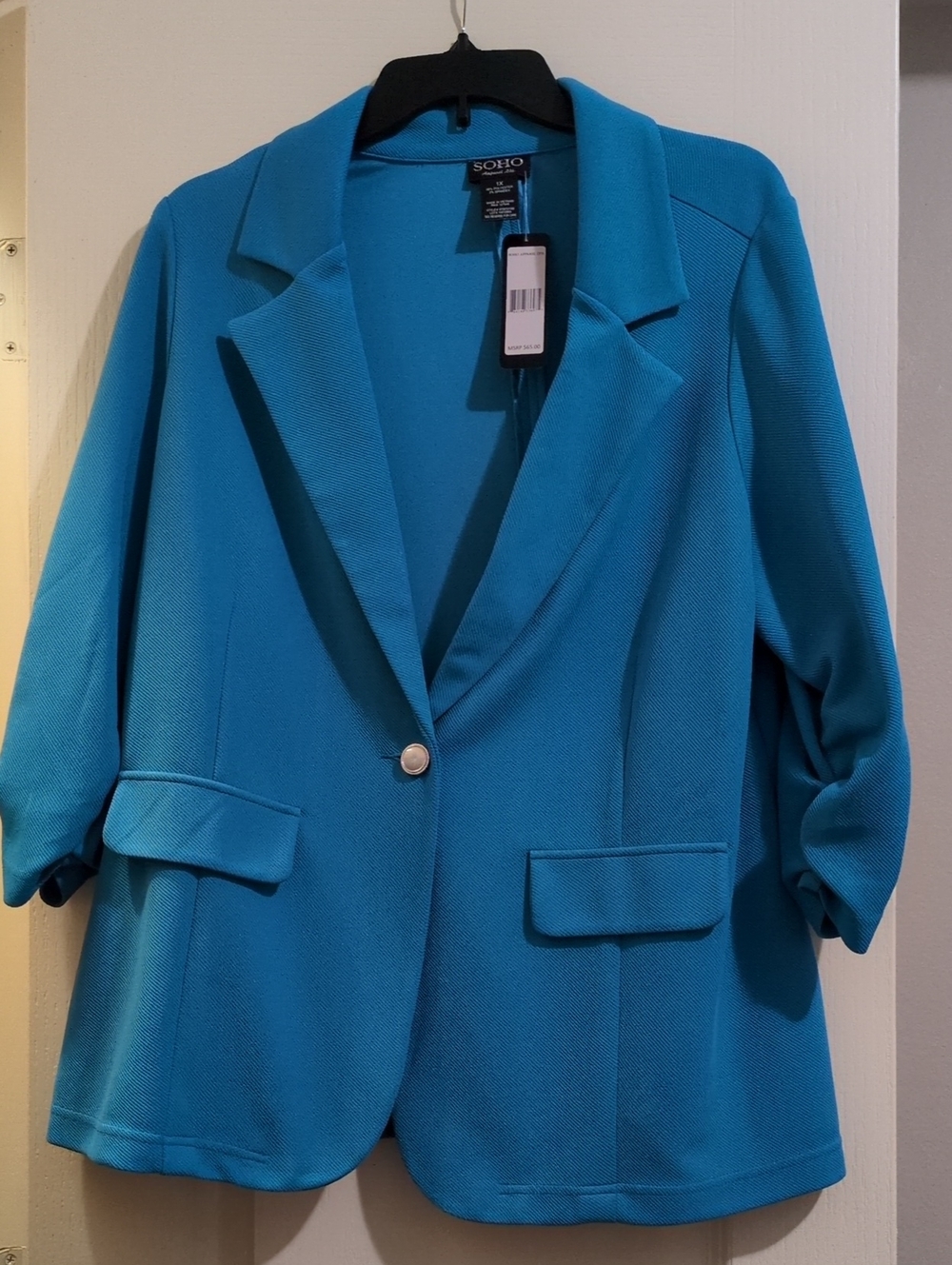 Bright Teal Single-Button Blazer